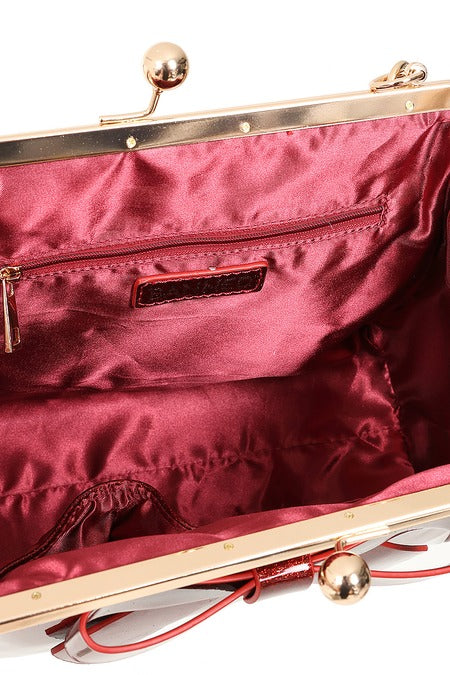 American Sparkle Kiss Lock Handbag - RED @BVCM
