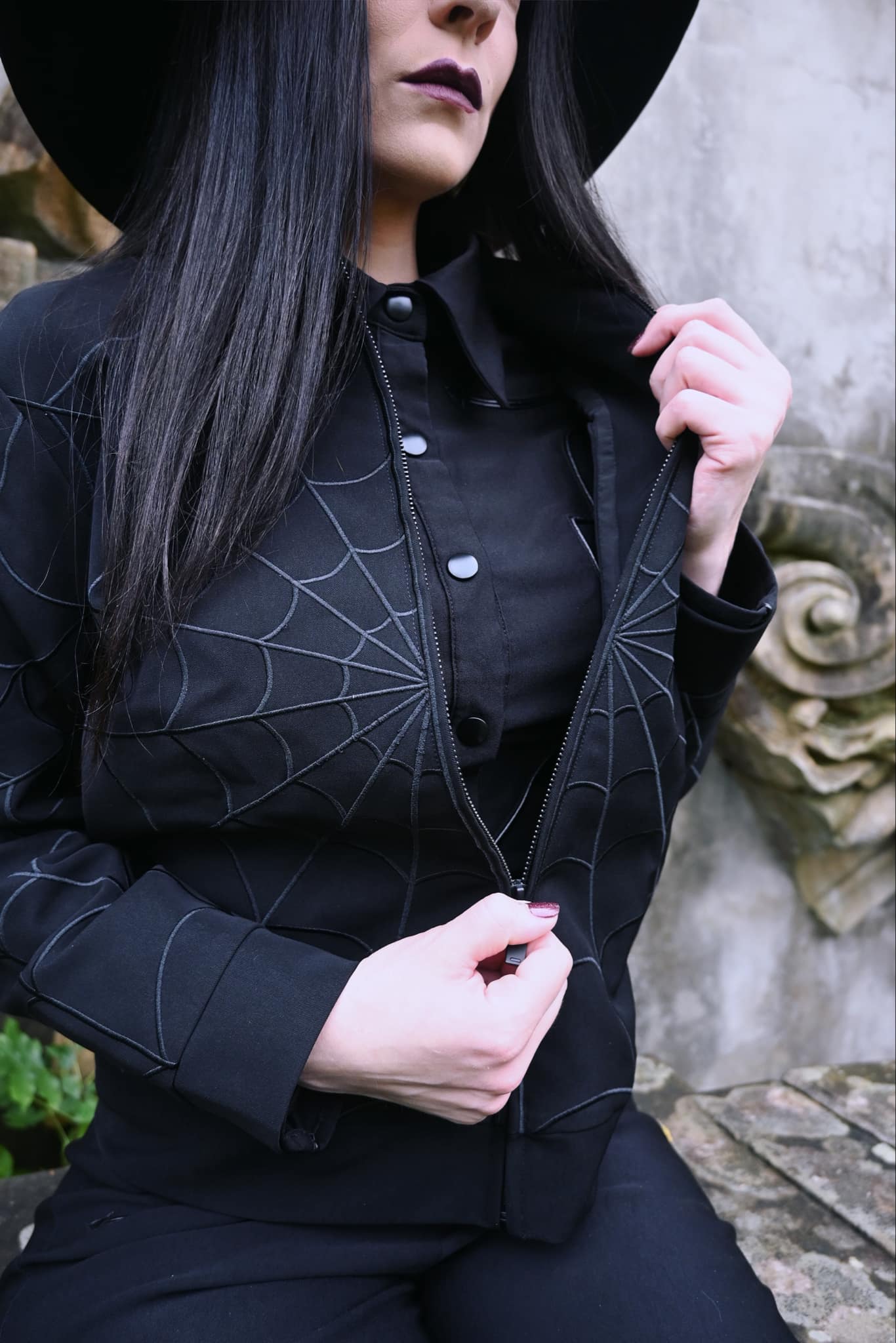 webbed work jacket halloween katakomb lana rose