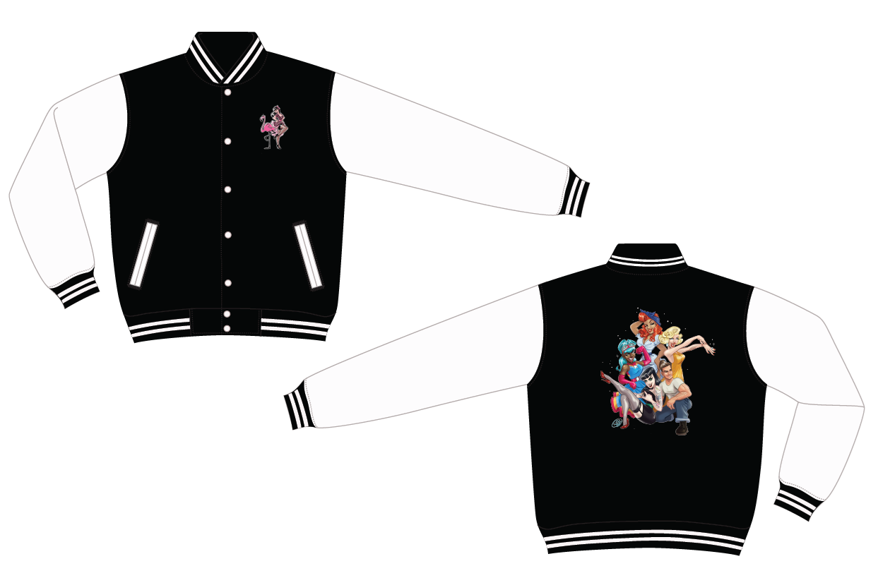 Lana-Rose Exclusive Pinup Pals Black Varsity Jacket | Instore & @BVCM