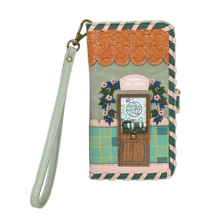 Phone case with a door design and floral elements on a white background