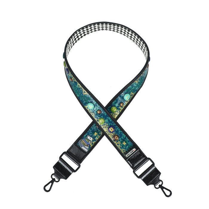 Decorative strap with floral pattern on a white background