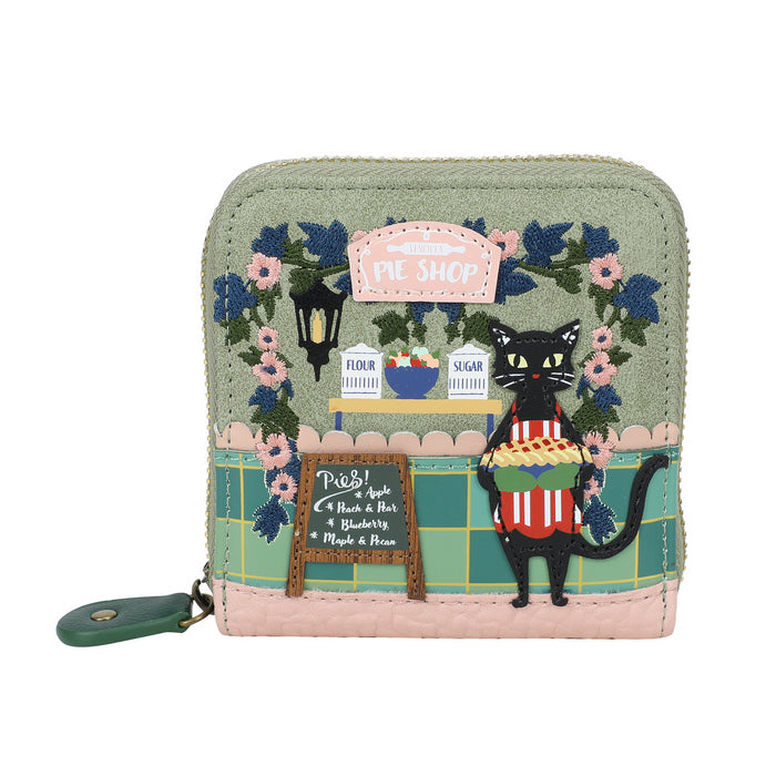 Small wallet with a cat design on a white background