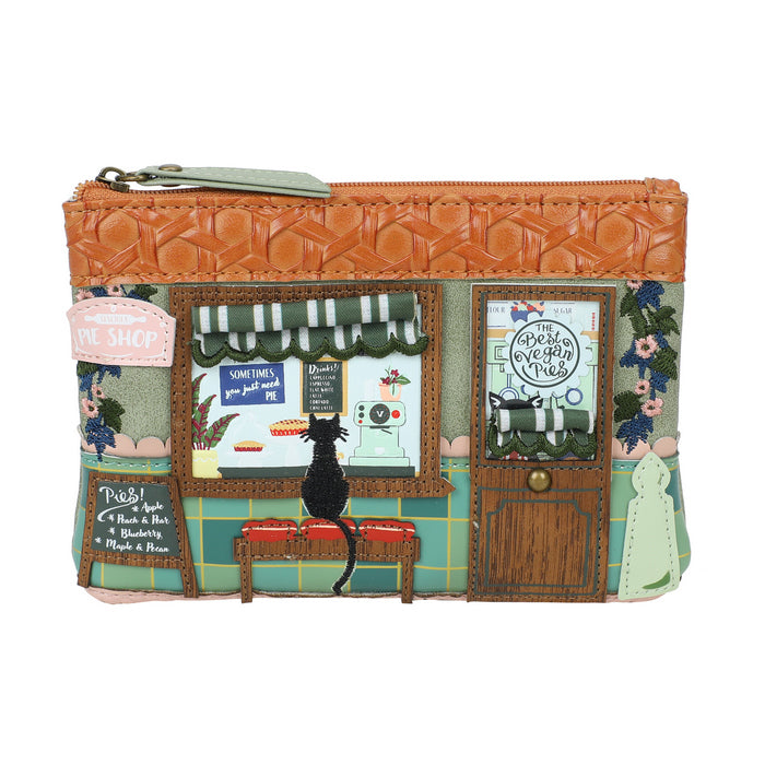 Pouch with a cat-themed design on a white background