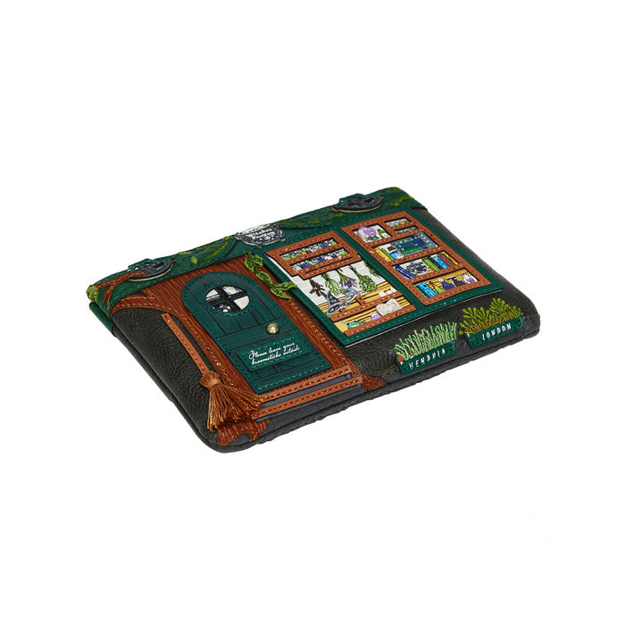 Decorative wallet with card slots on a white background