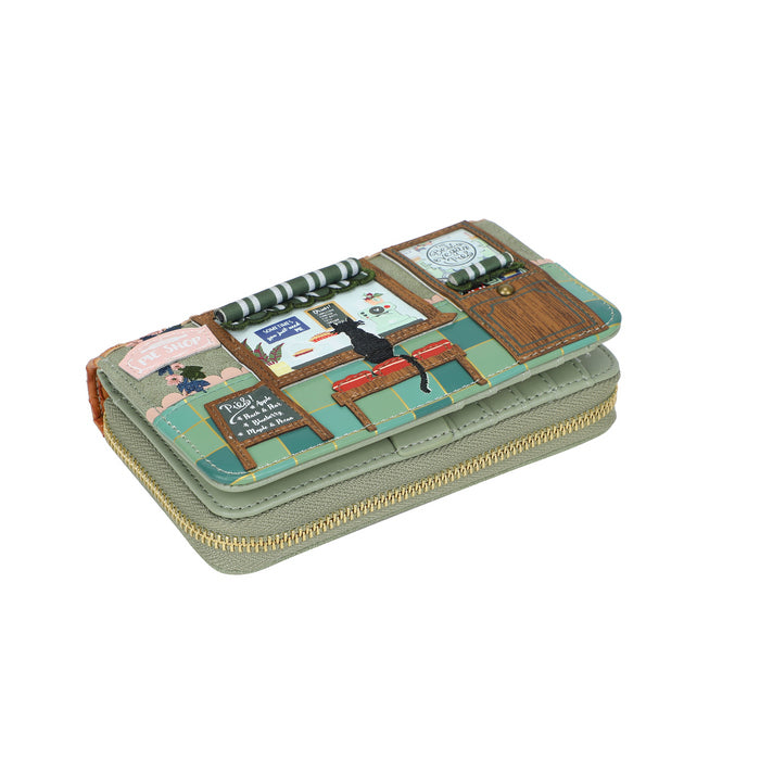 Pencil case with classroom design on a white background