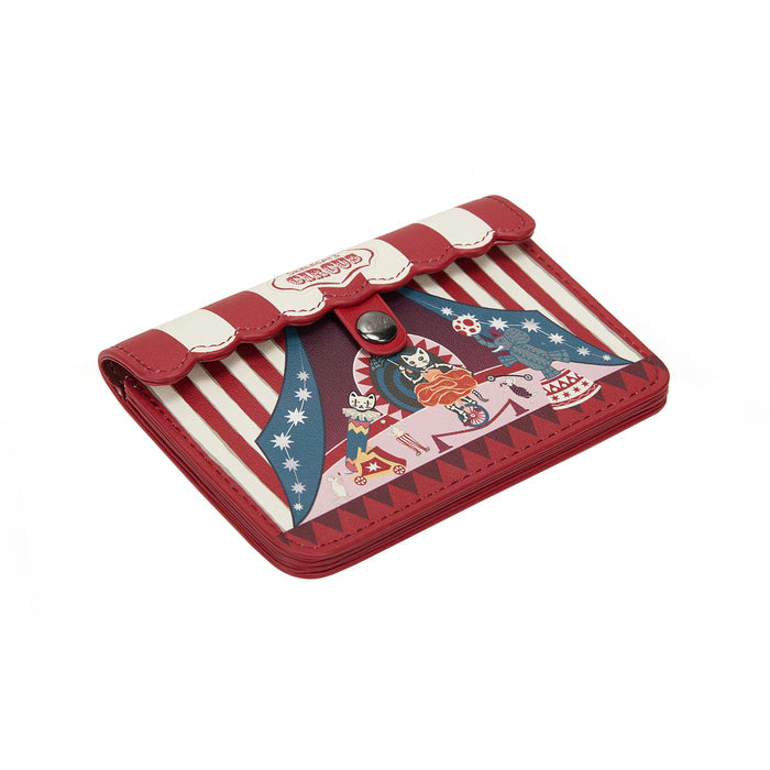 Carnival-themed wallet with red, white, and blue design on a white background