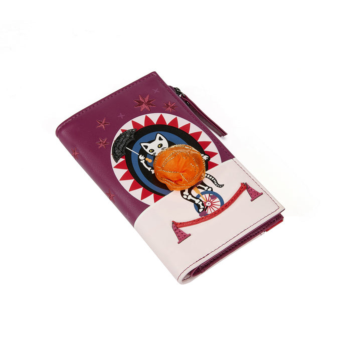 wallet with a cat and fish design on a white background