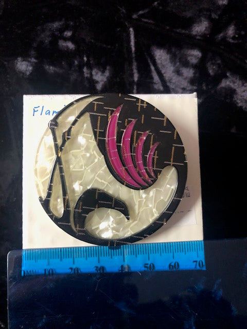 Flamingo Pearlescent Brooch by LYV @BVCM