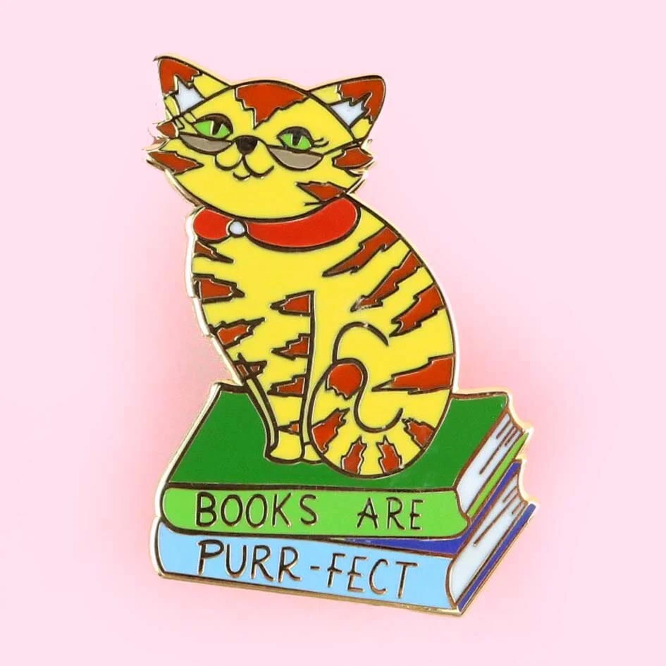 Books Are Purr-fect Cat Lapel Pin @BVCM