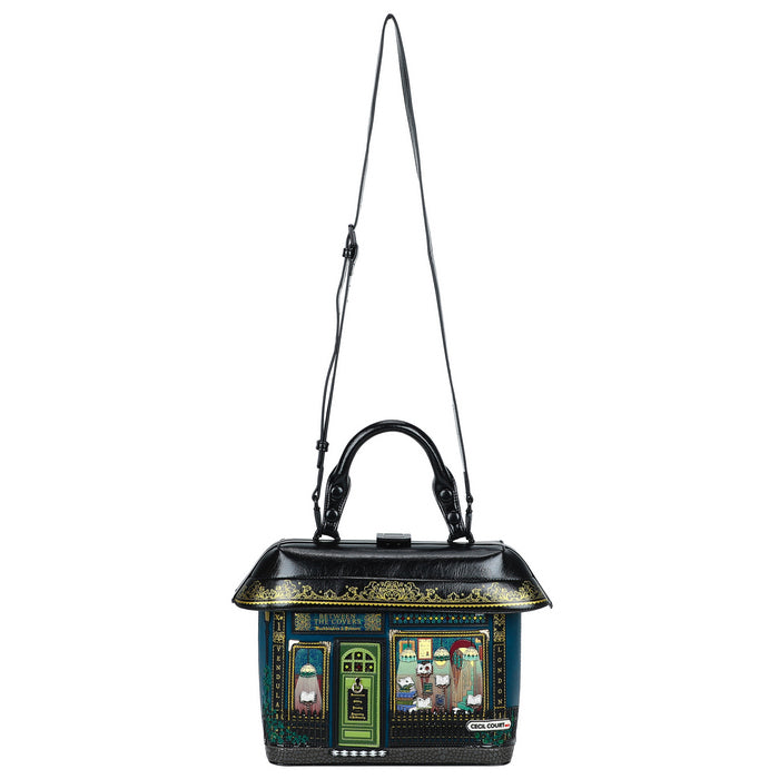 Decorative handbag with artistic designs on a white background