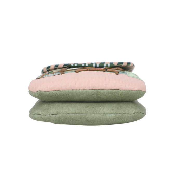Stack of three folded blankets with different patterns on a white background