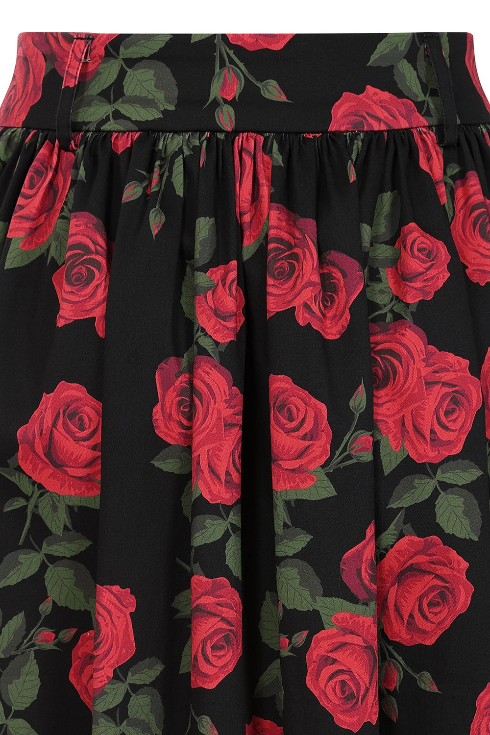 Black skirt with red rose pattern