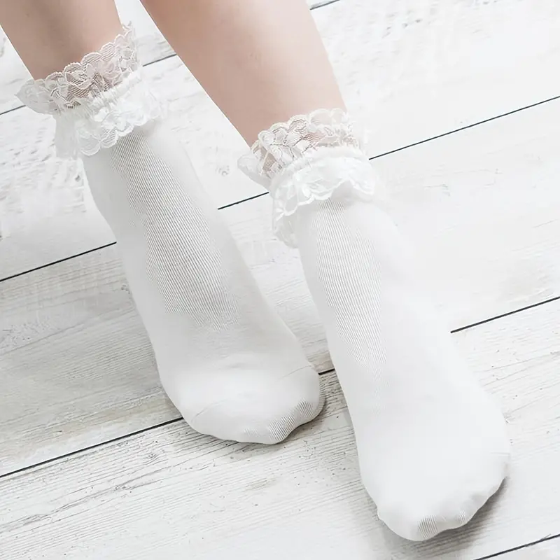 Ruffle Trim Ankle Socks - 3 Colours