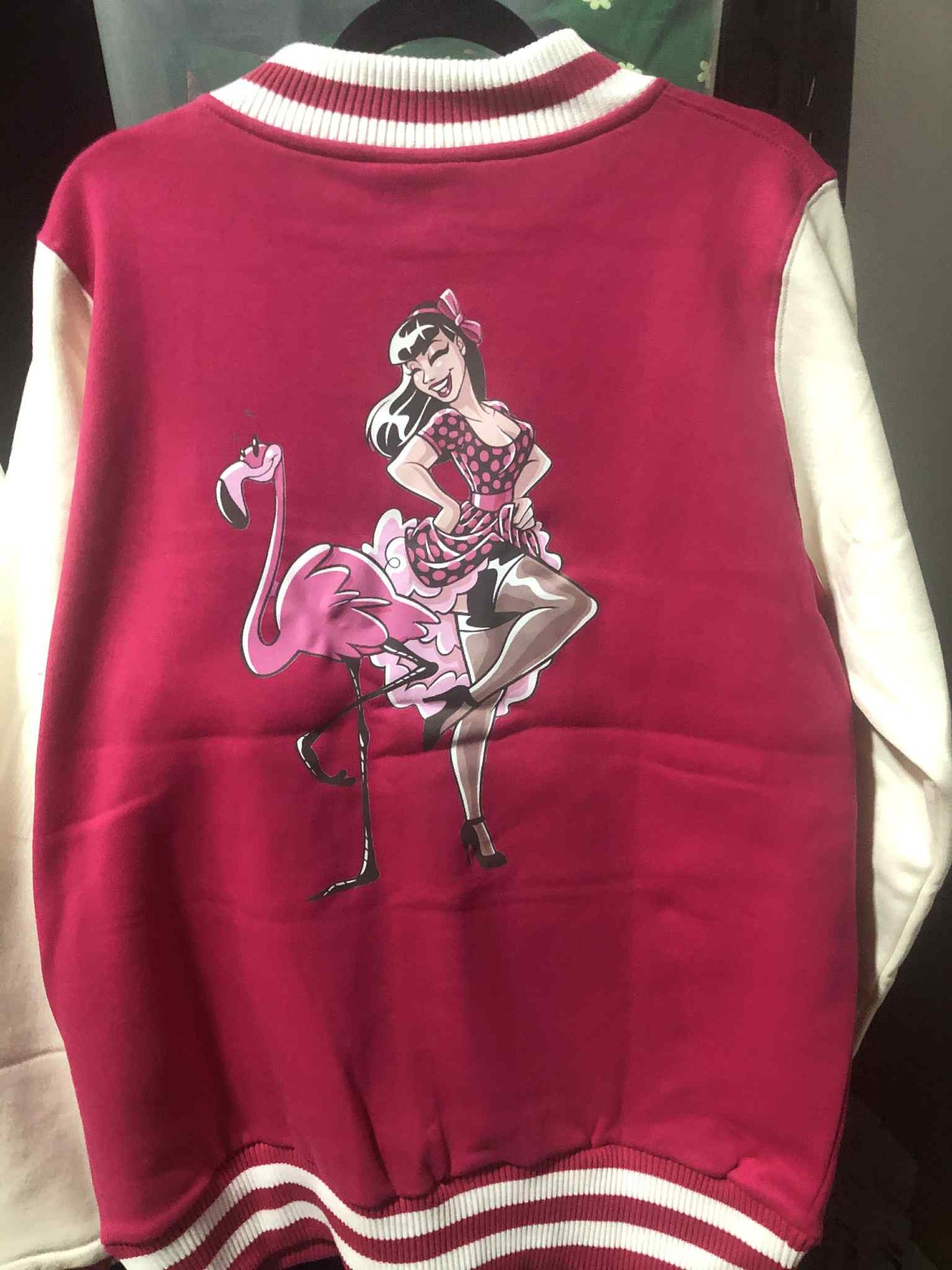 Lana-Rose Exclusive Flamingals Pink Varsity Jacket | Instore & @BVCM