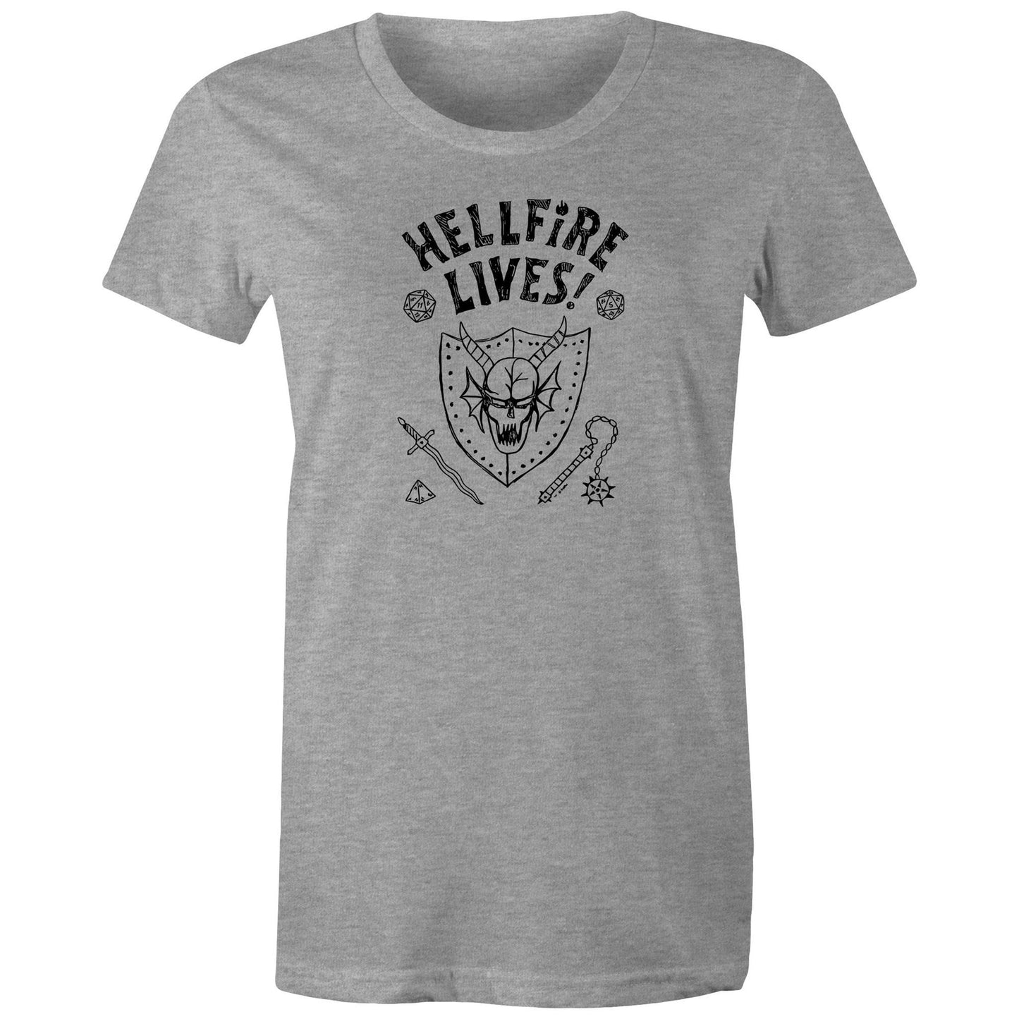 Hellfire Lives - Women's Maple Tee - 3 Colours - this is a Print on demand item