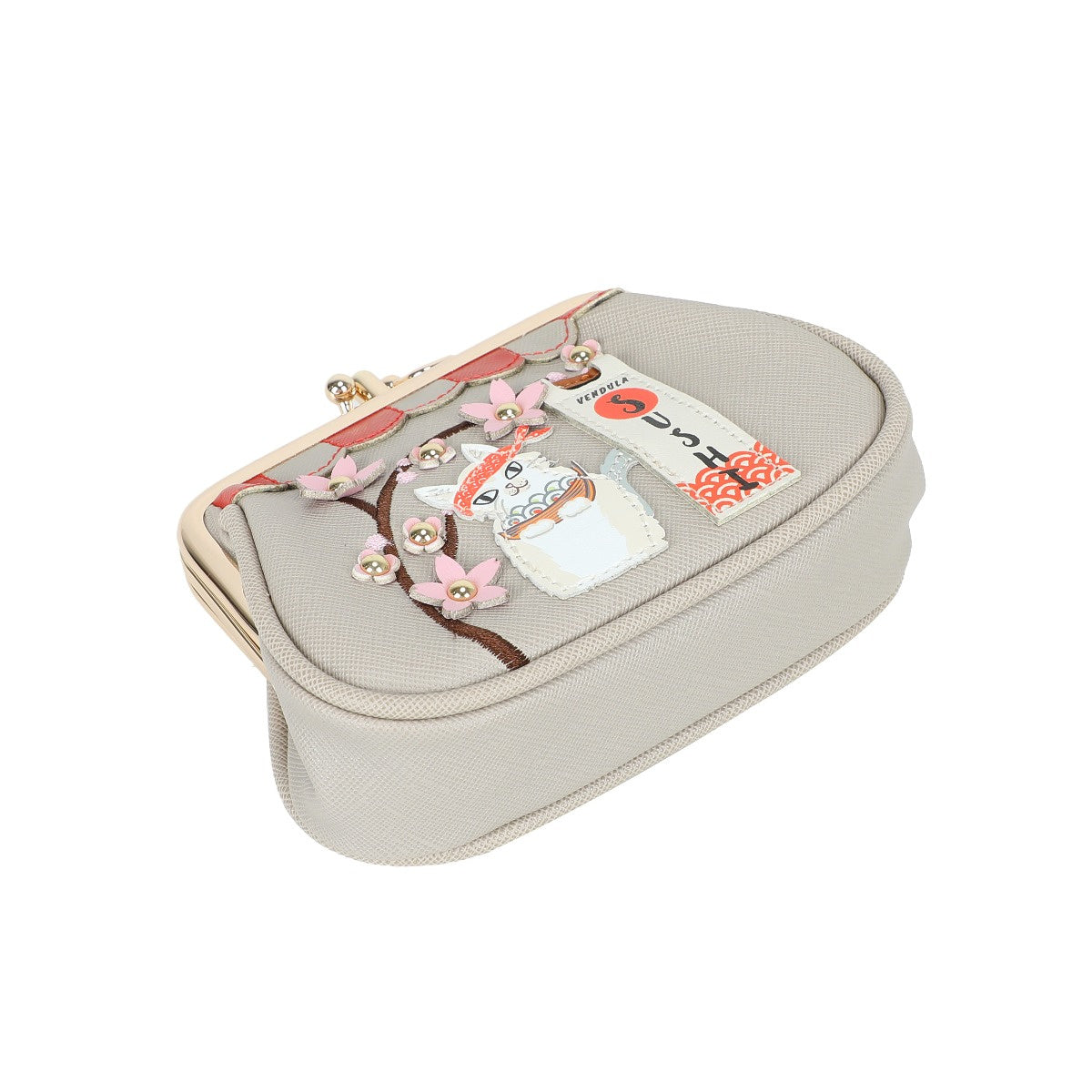 Egg-shaped pouch with cartoon design on a white background
