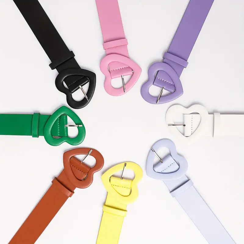 Cute Heart Buckle Wide Belts | 8 Colours