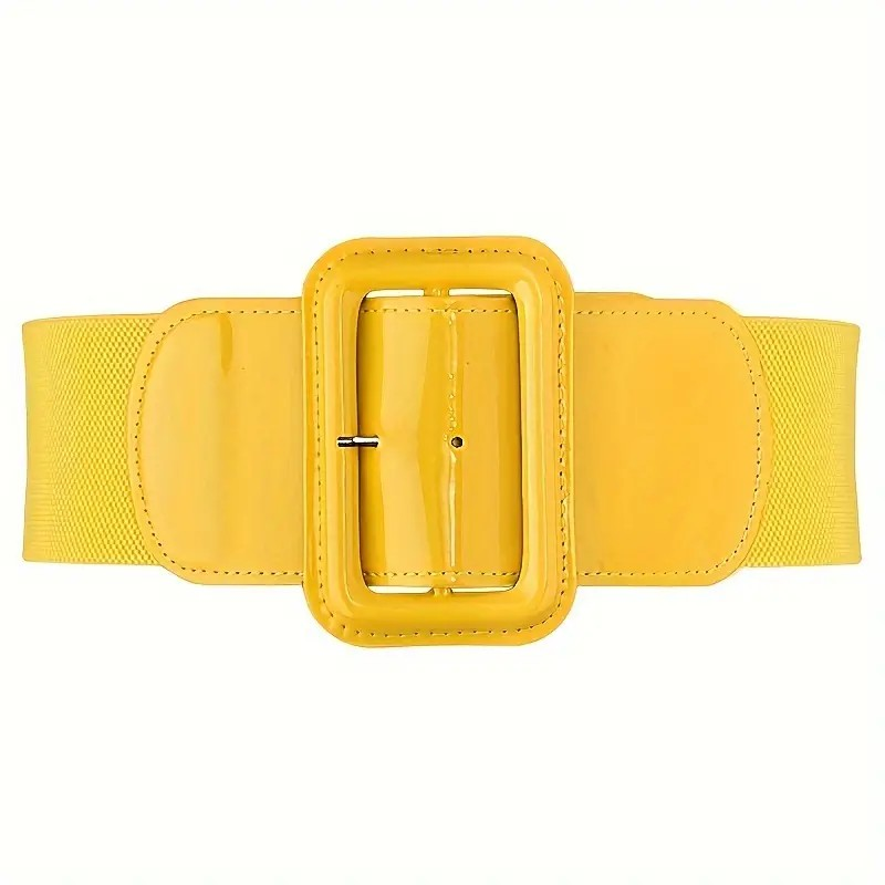 Bright Square Buckle Stretch Cinch Belt | 9 Colours