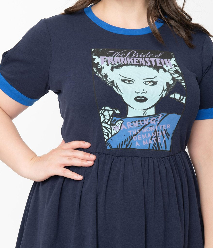Unique-Vintage x Universal Monsters Bride of Frankenstein Tessa Fit & Flare Dress - Only XSmall, Small & 1XLarge Left