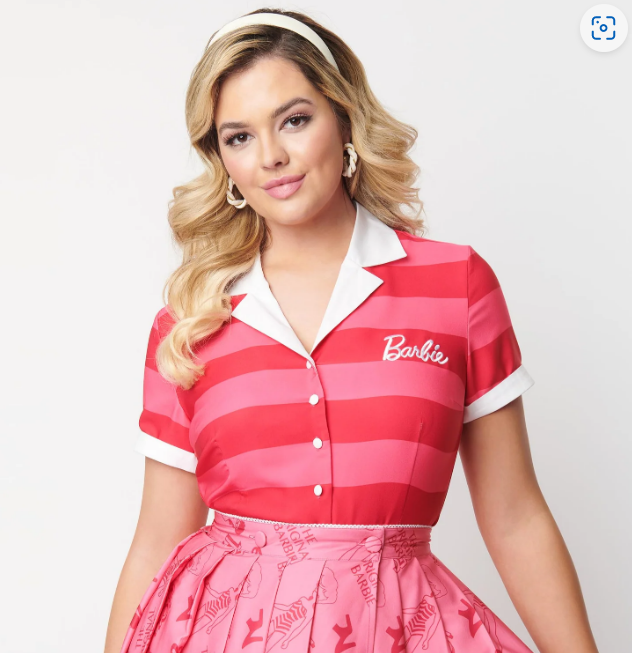 Girls Pink Striped Barbie Bodysuit