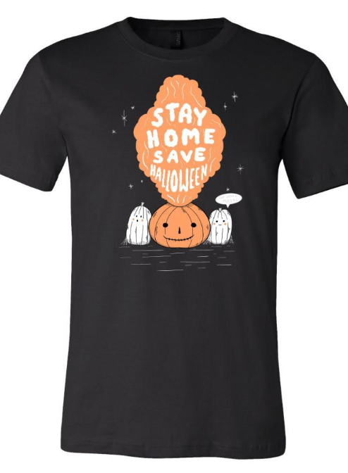 Unique-Vintage x Stay Home Save Halloween on Graphite Black Unisex Tee