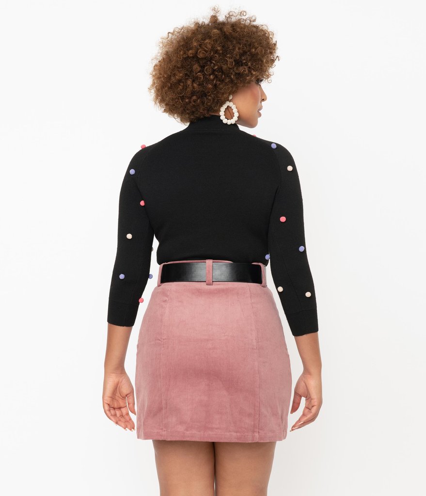 Unique-Vintage Black Alpaca Pom Poms Autumn Sweater
