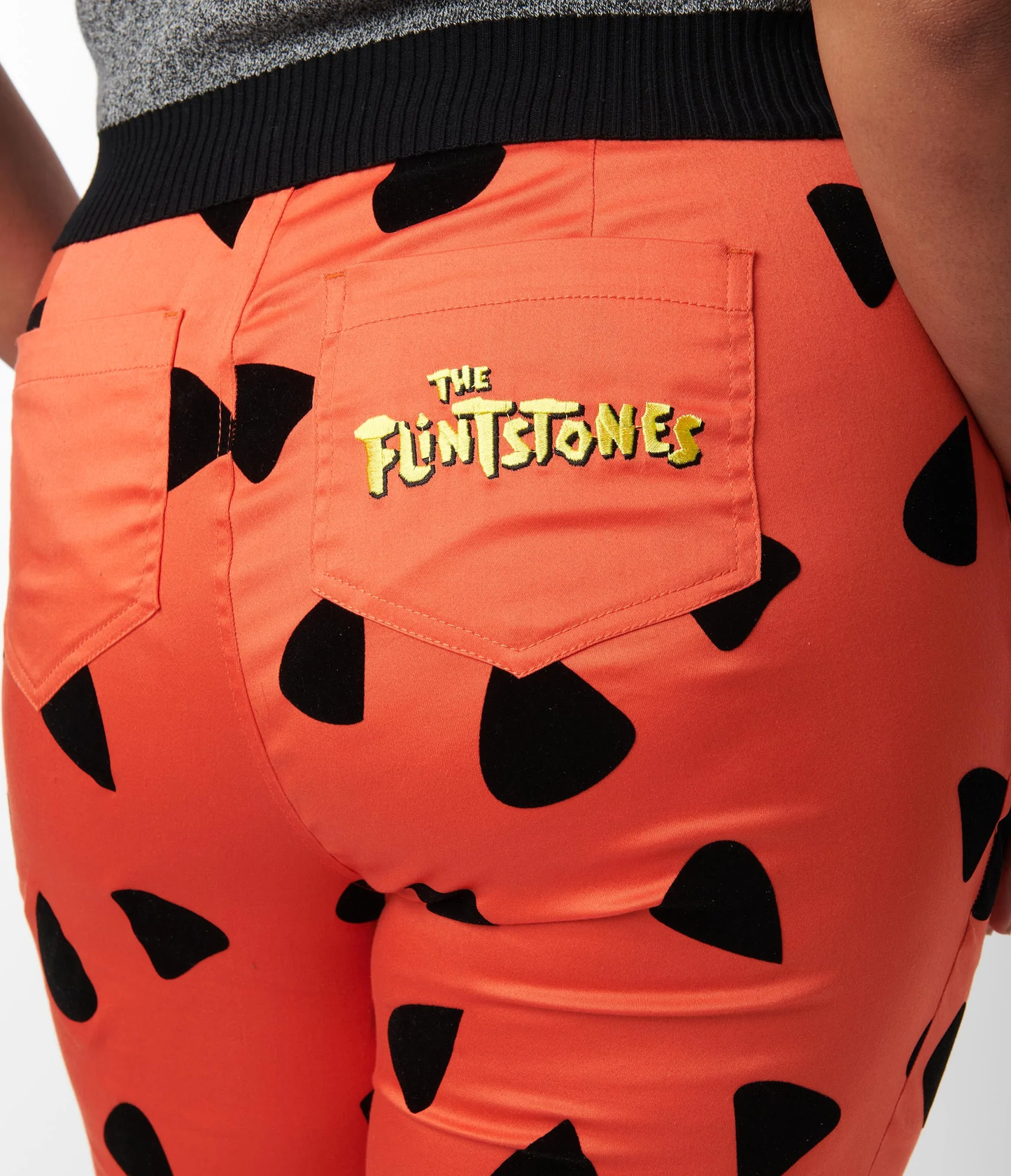 Smak Parlour Flintstones Orange Black Leopard Spots Print Flare Pants unique vintage lana rose