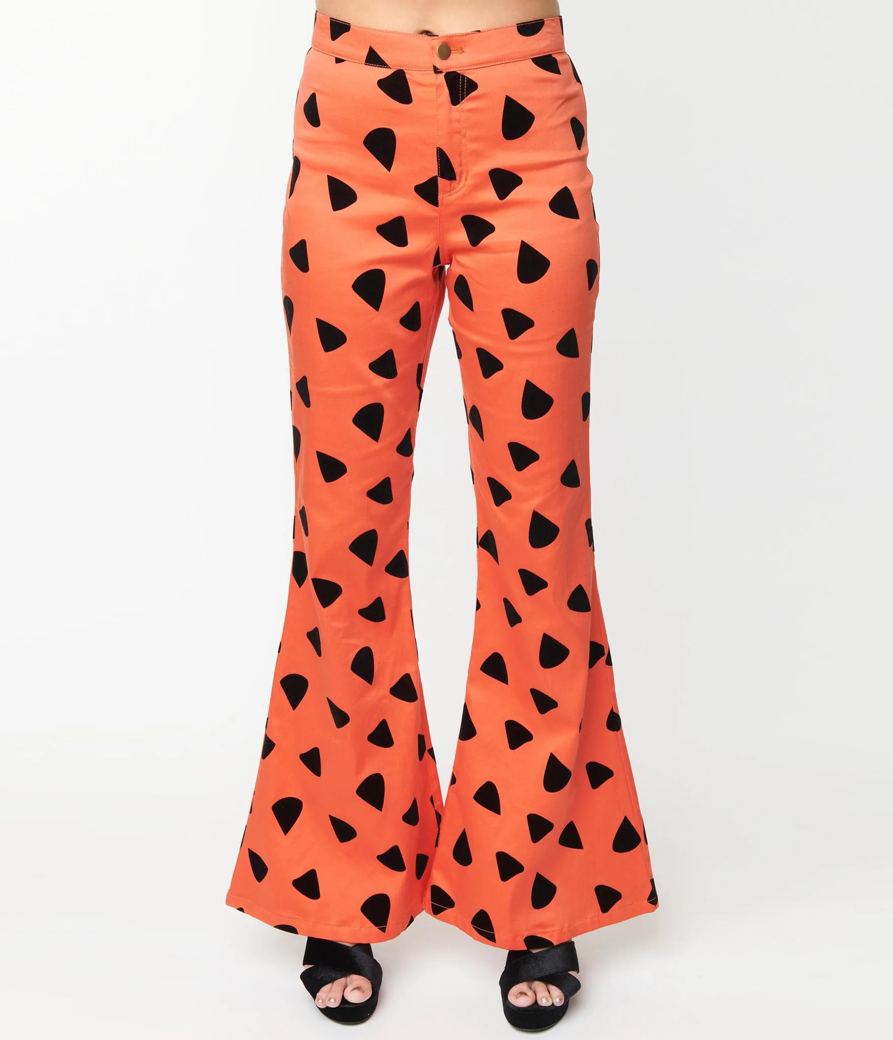 Smak Parlour x Flintstones Orange & Black Leopard Spots Print Flare Pa –  Lana-Rose Fashion