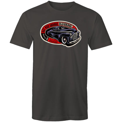 t-shirt with a graphic print of an old-fashioned car and the text 'Old School' on it.