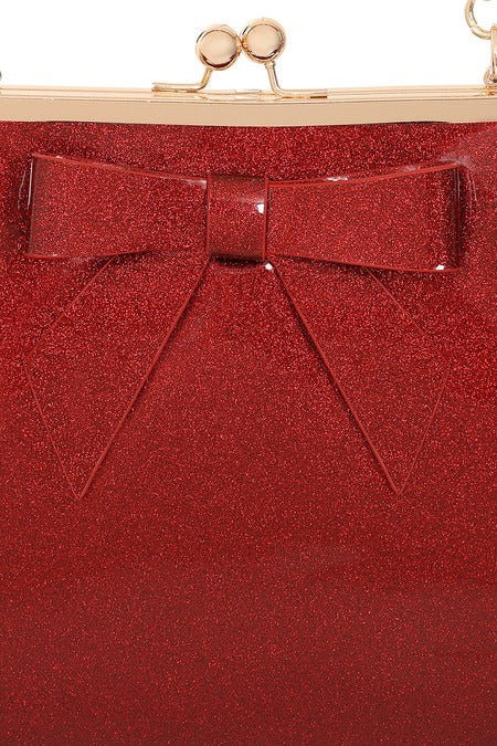 American Sparkle Kiss Lock Handbag - RED @BVCM