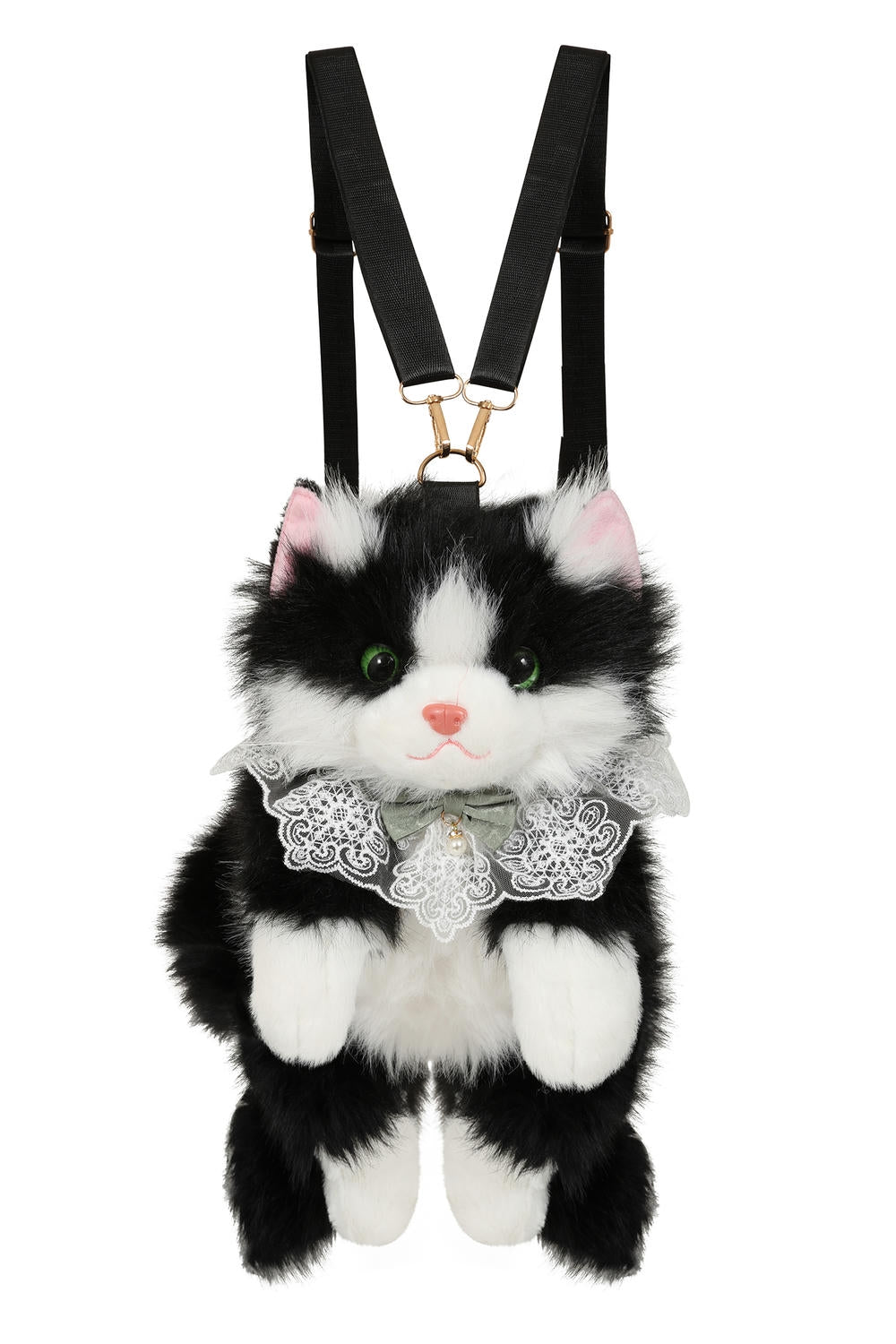 The BANNED Purrfect Mischief Backpack brings playful alternative charm to everyday styling. Designed in a soft black and white plush cat shape,