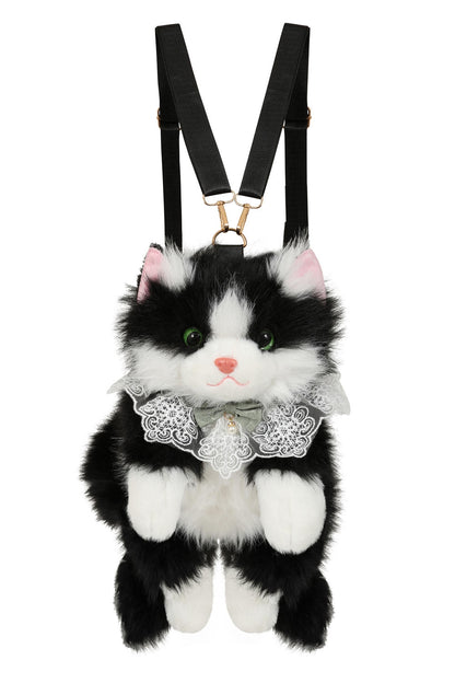 The BANNED Purrfect Mischief Backpack brings playful alternative charm to everyday styling. Designed in a soft black and white plush cat shape,