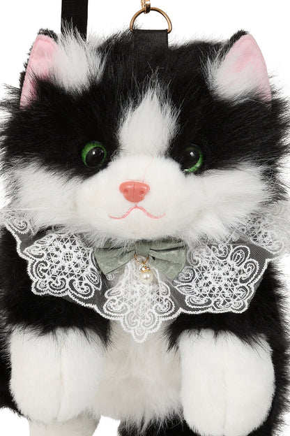 The BANNED Purrfect Mischief Backpack brings playful alternative charm to everyday styling. Designed in a soft black and white plush cat shape,