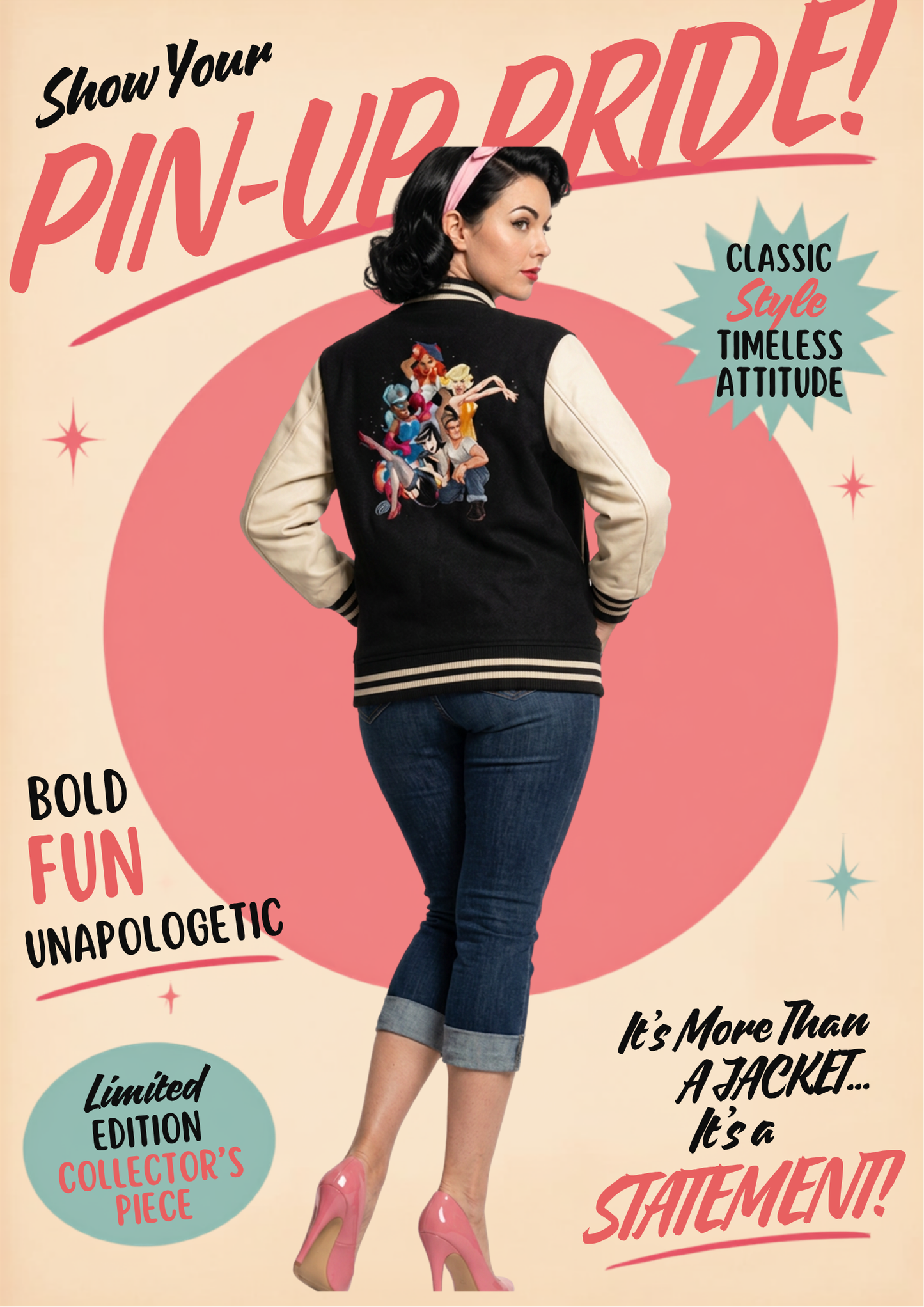 Lana-Rose Exclusive Pinup Pals Black Varsity Jacket | Instore & @BVCM