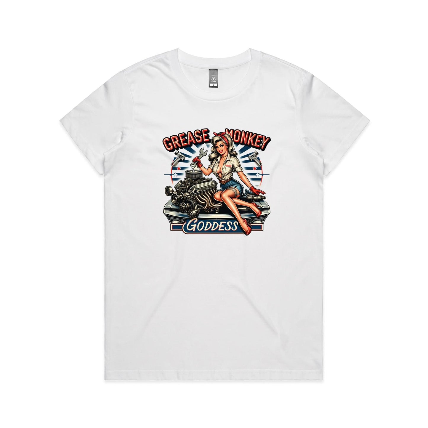 Grease Monkey Goddess - Women's Tee - 5 Colours | This is a Print on Demand Item