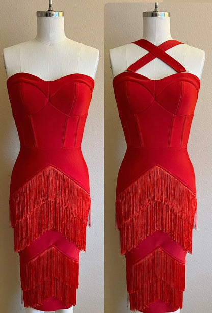 Speakeasy Fringe Dress | Black or Cherry Red | SELLING VERY FAST