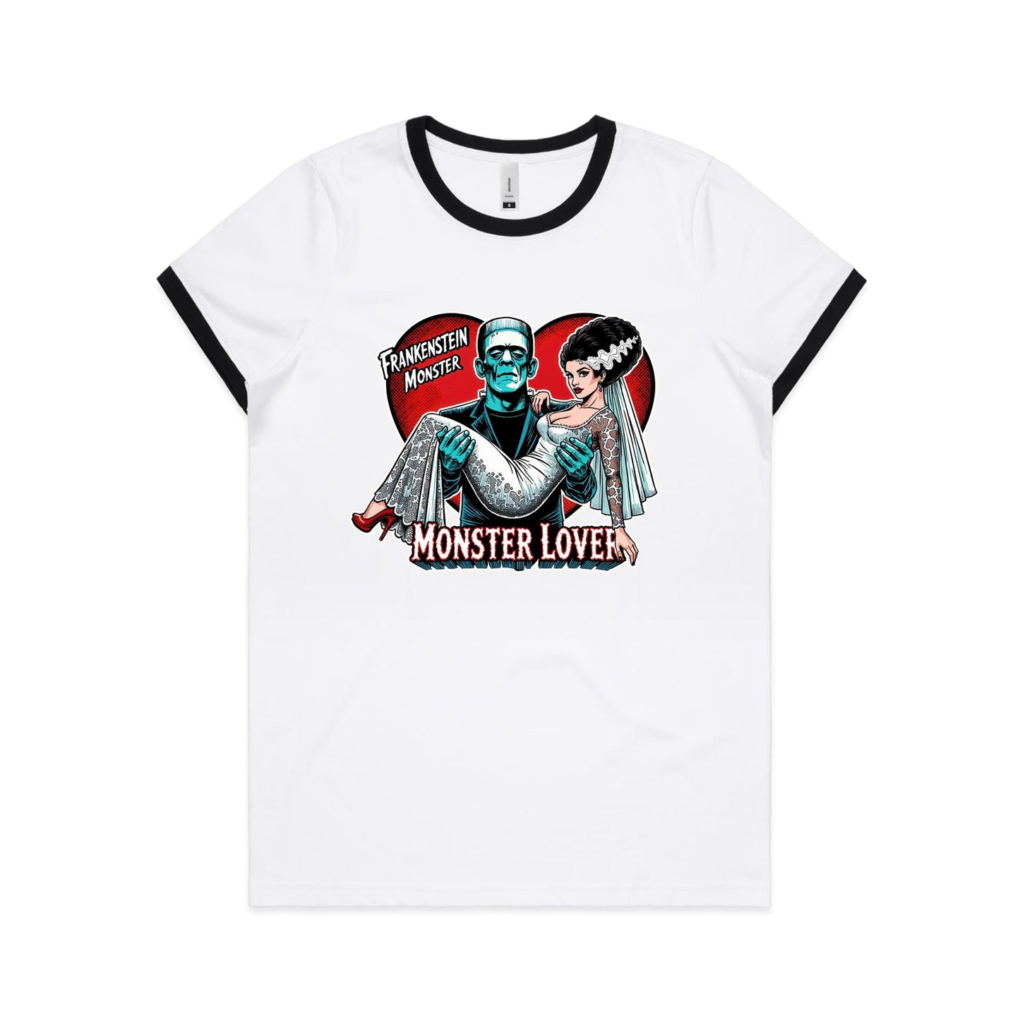 Monster Lovers - Women's Ringer Tee - 2 Colourways | this is a Print on demand item