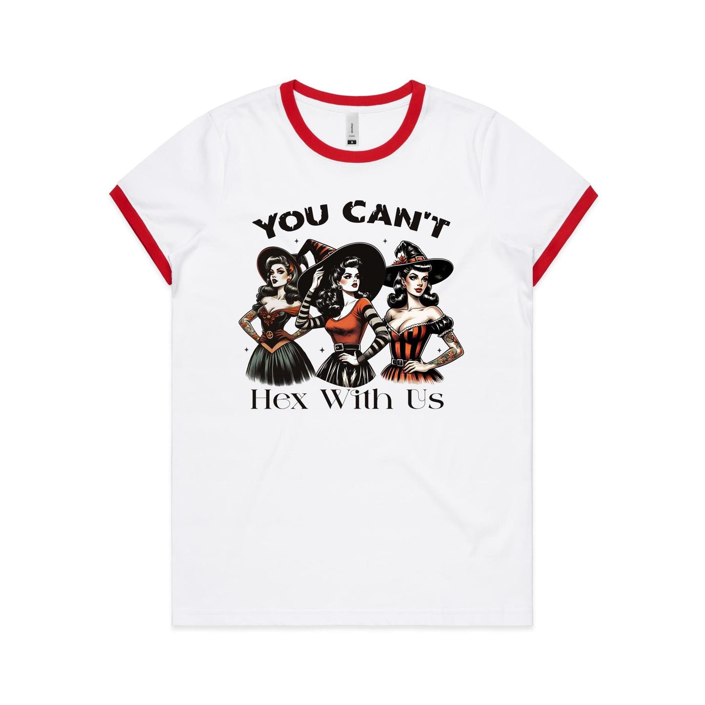 You Can't Hex With Us - Women's Ringer Tee - 3 Band Colours | This is a Print on Demand Item