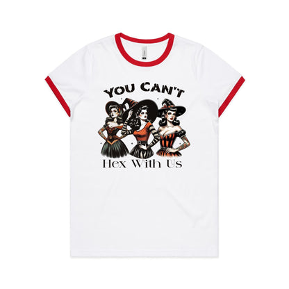 You Can't Hex With Us - Women's Ringer Tee - 3 Band Colours | This is a Print on Demand Item