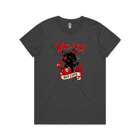 Wicked But Cute - Women's Charcoal Tee | This is a Print on Demand Item
