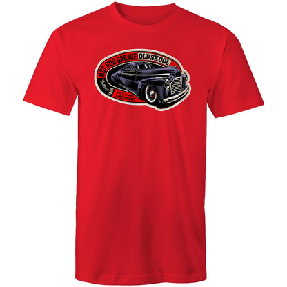 t-shirt with a graphic print of an old-fashioned car and the text 'Old School' on it.