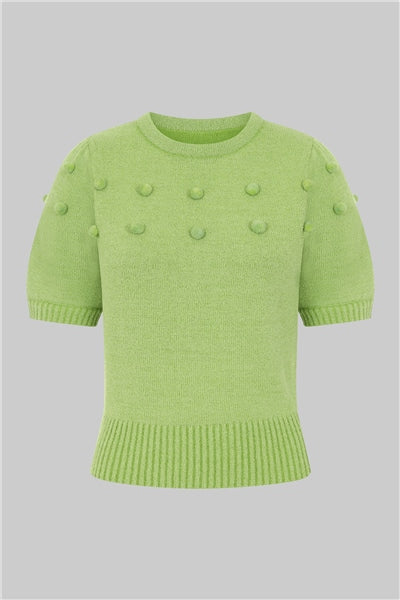 Green Pom Pom Barbara Sweater | Only Sizes UK6 & UK16 Left