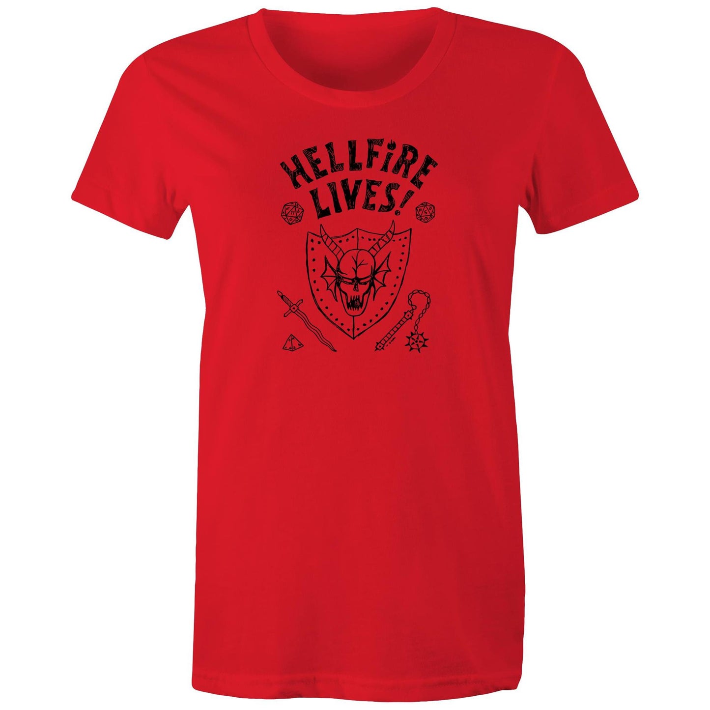 Hellfire Lives - Women's Maple Tee - 3 Colours - Online Ordering Only