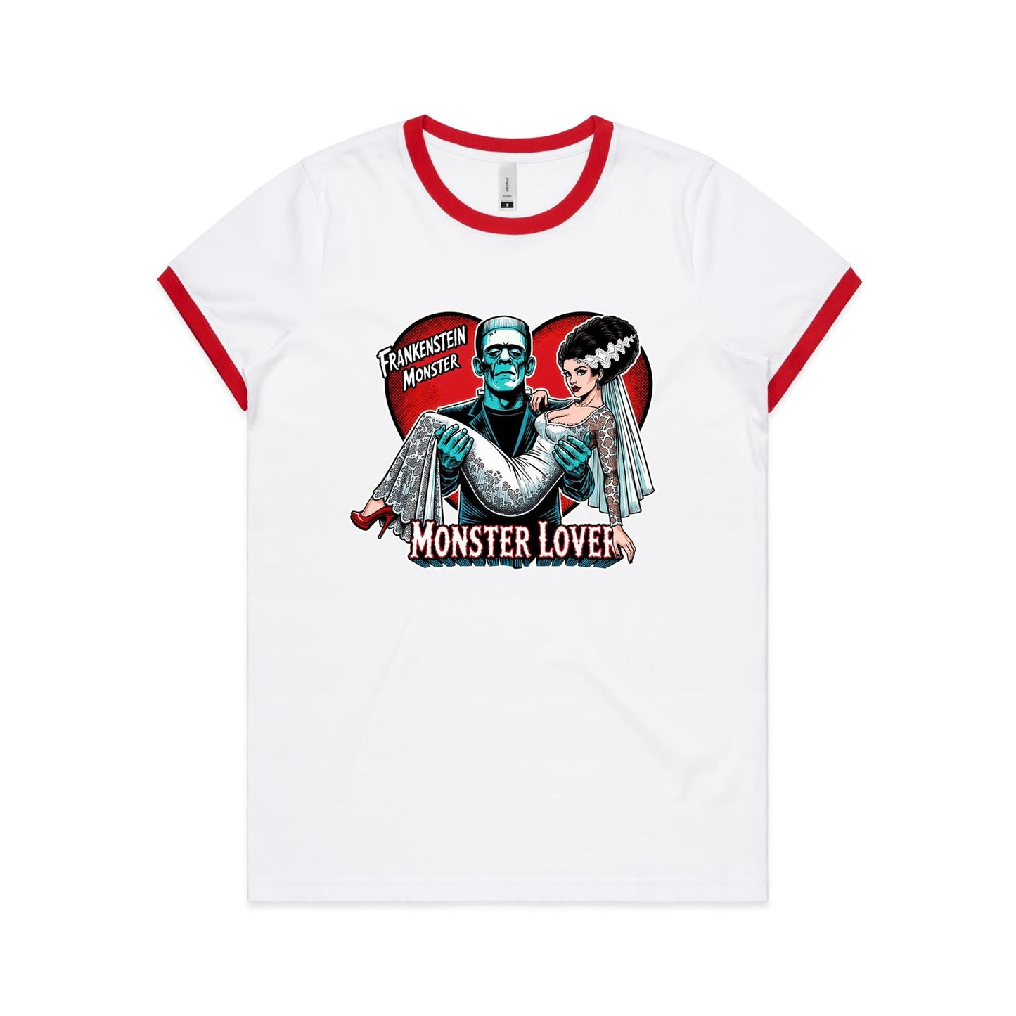 Monster Lovers - Women's Ringer Tee - 2 Colourways | this is a Print on demand item