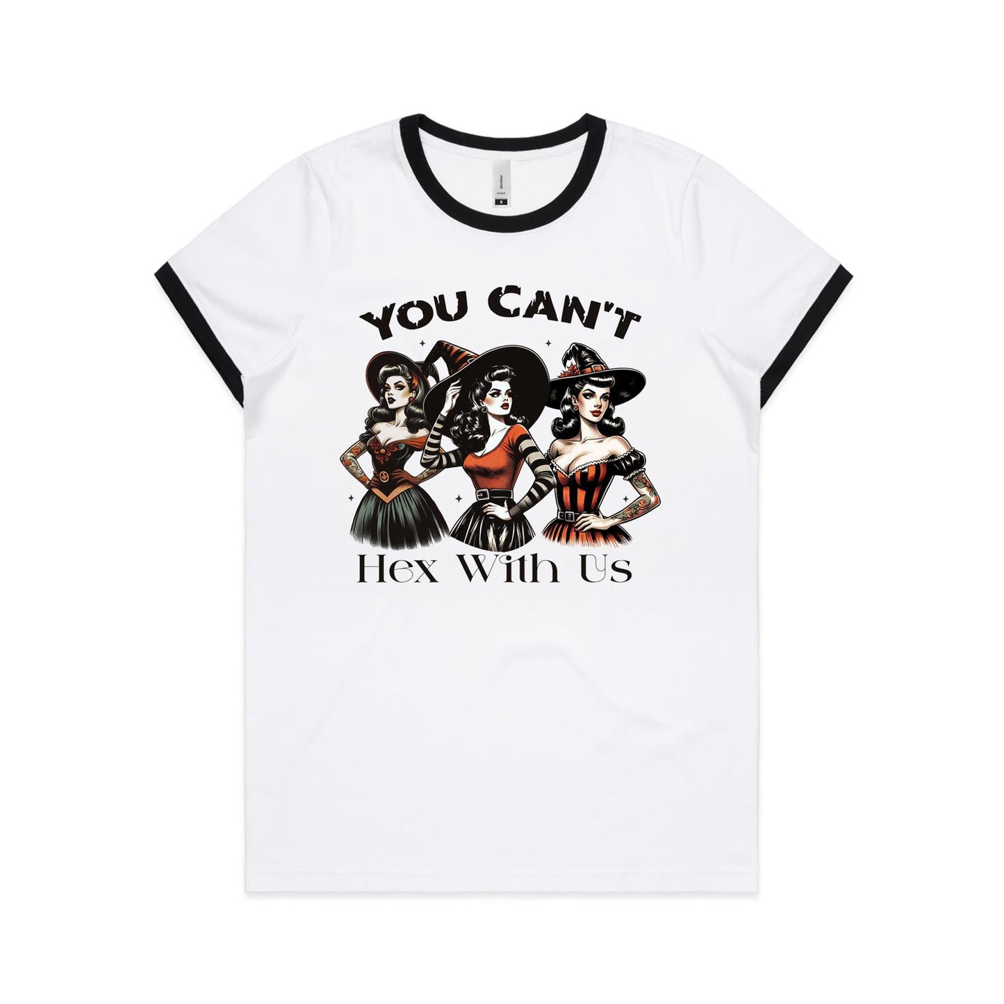 You Can't Hex With Us - Women's Ringer Tee - 3 Band Colours | This is a Print on Demand Item