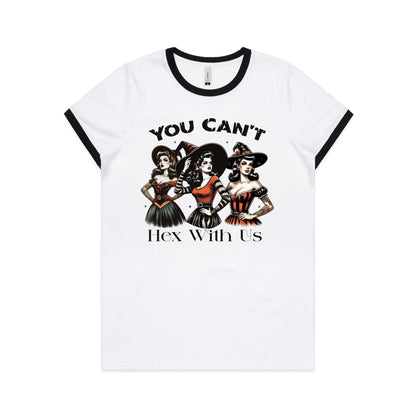 You Can't Hex With Us - Women's Ringer Tee - 3 Band Colours | This is a Print on Demand Item