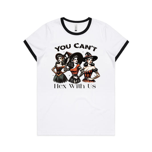You Can't Hex With Us - Women's Ringer Tee - 3 Band Colours | This is a Print on Demand Item