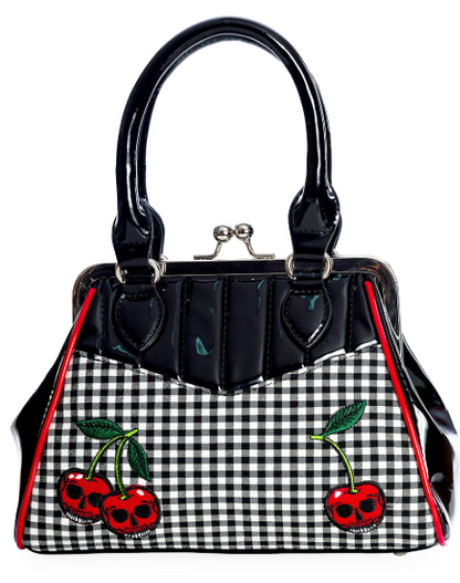 Black Rockabilly Cherry Handbag