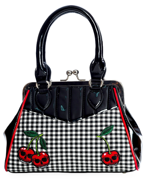 Black Rockabilly Cherry Handbag