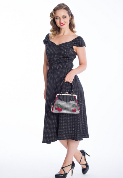 Black Rockabilly Cherry Handbag